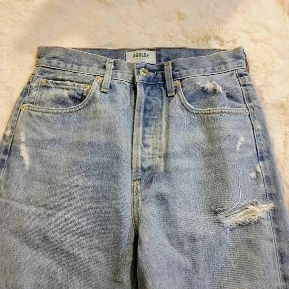 Agolde 90s Fit Button Fly Mid Rise Distressed Loose Fit Jeans Women 24 A069c-811 - Picture 7 of 12